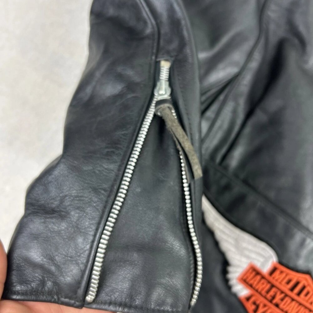 VTG Harley Davidson Mens Black Leather Biker Jacket Mon Valley Chapter HOG 46 - Picture 7 of 15